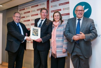 Enrico Lupi con il Presidente di Fira Barcelona Jose Luis Bonet, il Ministro dell'Agricoltura Meritxell Serret e Domingo Valiente Direttore esecutivo della Fondazione Dieta Mediterranea.jpg