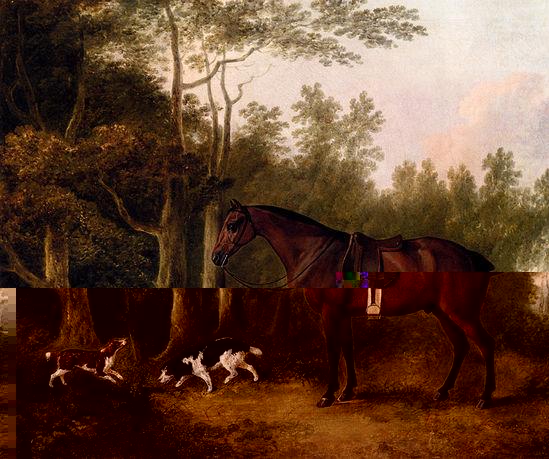 John Boultbee _ A Bay Hunter And Two Spaniels In A Landscape.JPG