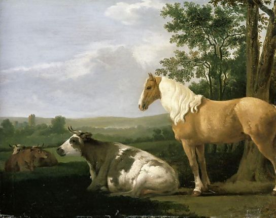 Abraham Van Calraet _ A Horse And Cows In A Landscape.jpg