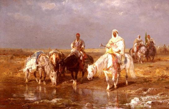 Adolf Schreyer _ Arabs Watering Their Horses.jpg