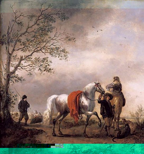 Philips Wouwerman _ Cavalier Holding A Dappled Grey Horse.jpg