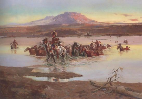 Charles Marion Russell _ Fording The Horse Herd 1900.jpg