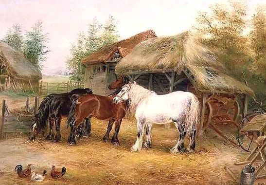 Edwin Frederick Holt _ Carthorses in a farmyard.jpg