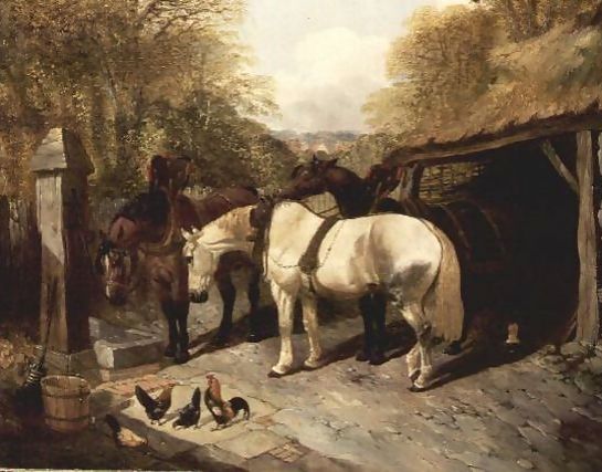 John Frederick Herring Snr _ Farmyard with Horses and Chickens.jpg