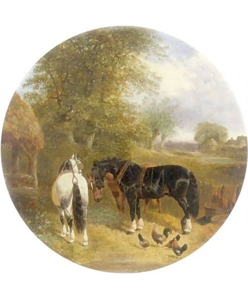 John Frederick Herring, Jnr. _ Farm Animals, Plough Horses and Chickens.jpg