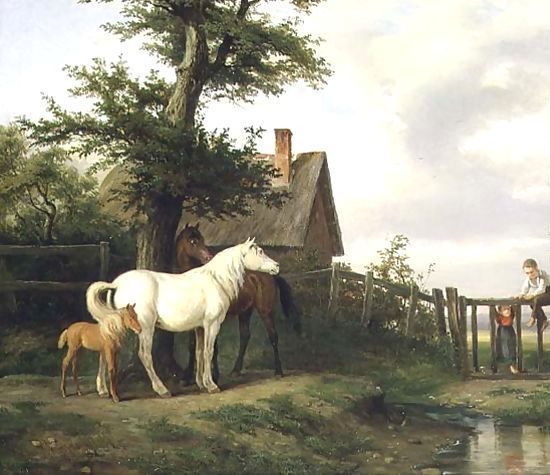 Pierre Vernet _ Children and Horses by a Stream.jpg