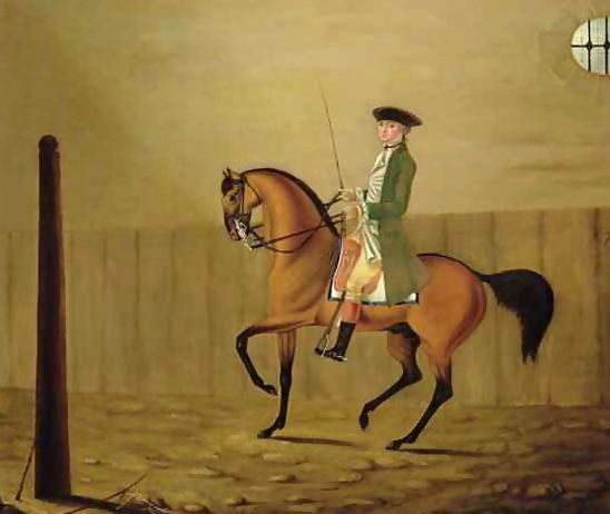 Thomas Parkinson _ Gentleman on a Bay Horse in a Riding School, 1766.jpg