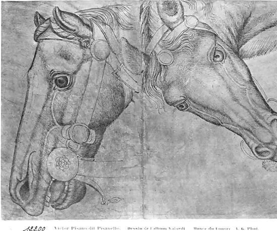 Antonio Pisano (Pisanello) _ Heads of horses, from the The Vallardi Album.jpg