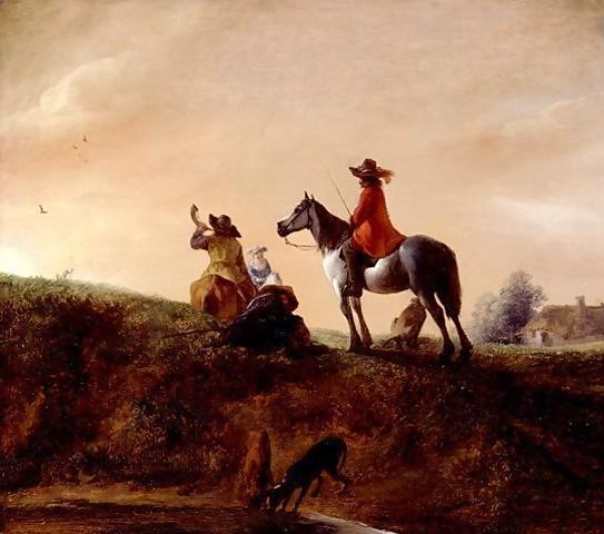 Philips Wouwerman _ Horseman in a red jacket on a Grey.jpg