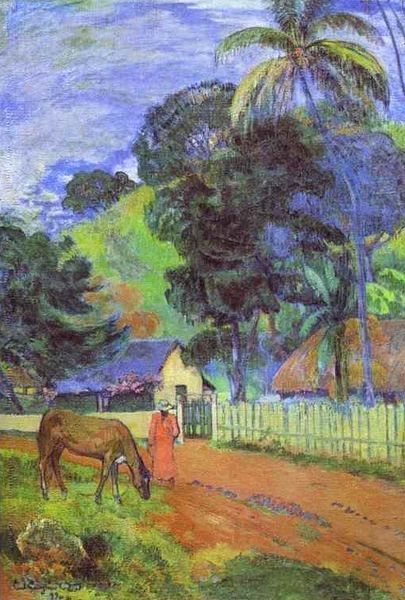 Paul Gauguin _ Horse On Road Tahitian Landscape.jpg