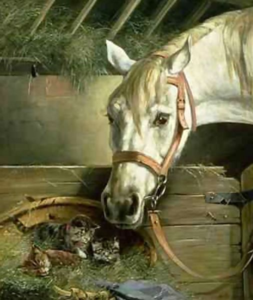 Moritz Muller _ Horse and kittens 1890.jpg