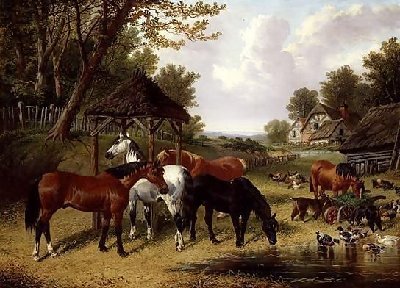 John Frederick Herring Snr _ Horses by a Farmyard pond.jpg